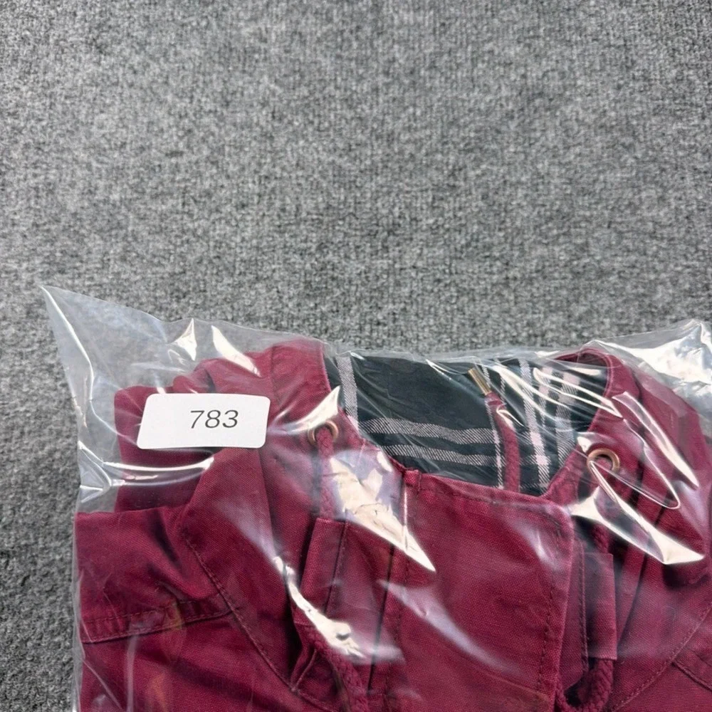 Duluth Trading Co Can-Do Canvas Coat‎ Womens Small Maroon Red Flannel Lined Hood